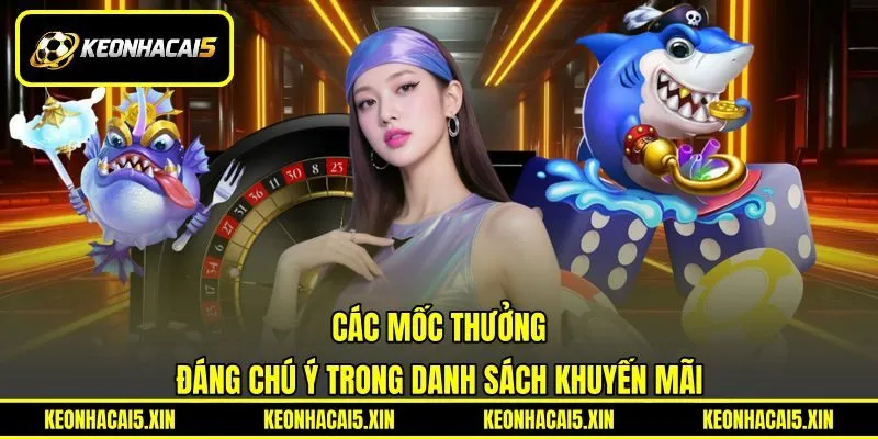 Các mốc thưởng đáng chú ý trong danh sách khuyến mãi Các mốc thưởng đáng chú ý trong danh sách khuyến mãi